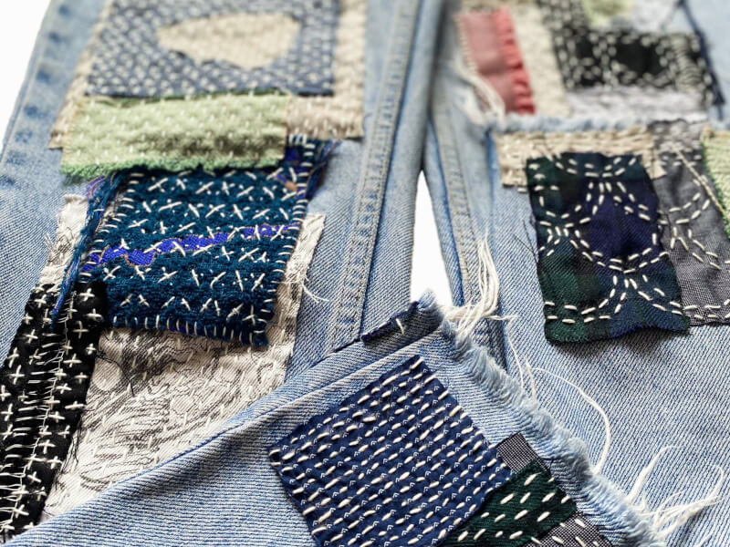 A selection of Japanese Sashiko mending